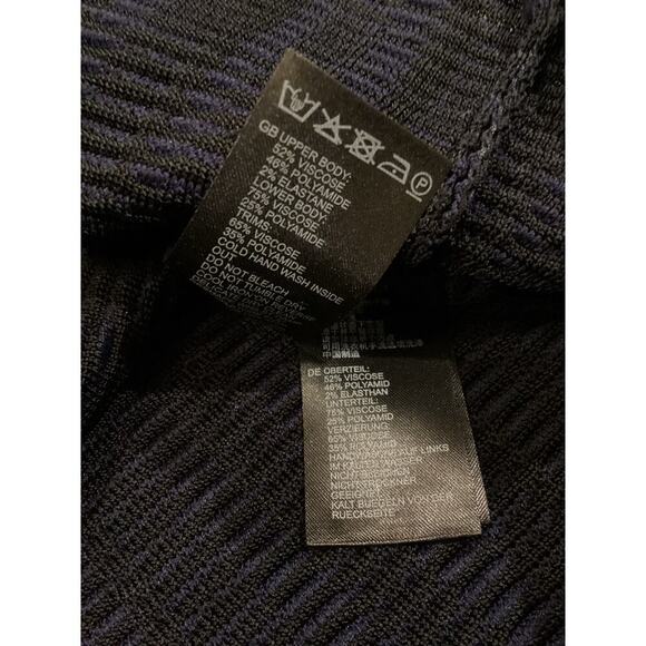 REISS Elsie Two Tone Textured Knitted Long Sleeve Navy black Mini Dress Medium - Picture 6 of 13